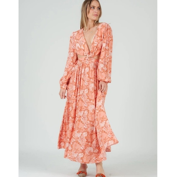 Lucca Dresses & Skirts - NEW Lucca Large Soraya Floral Cutout Maxi Dress ~ Boho Beach Tropical Vacation
